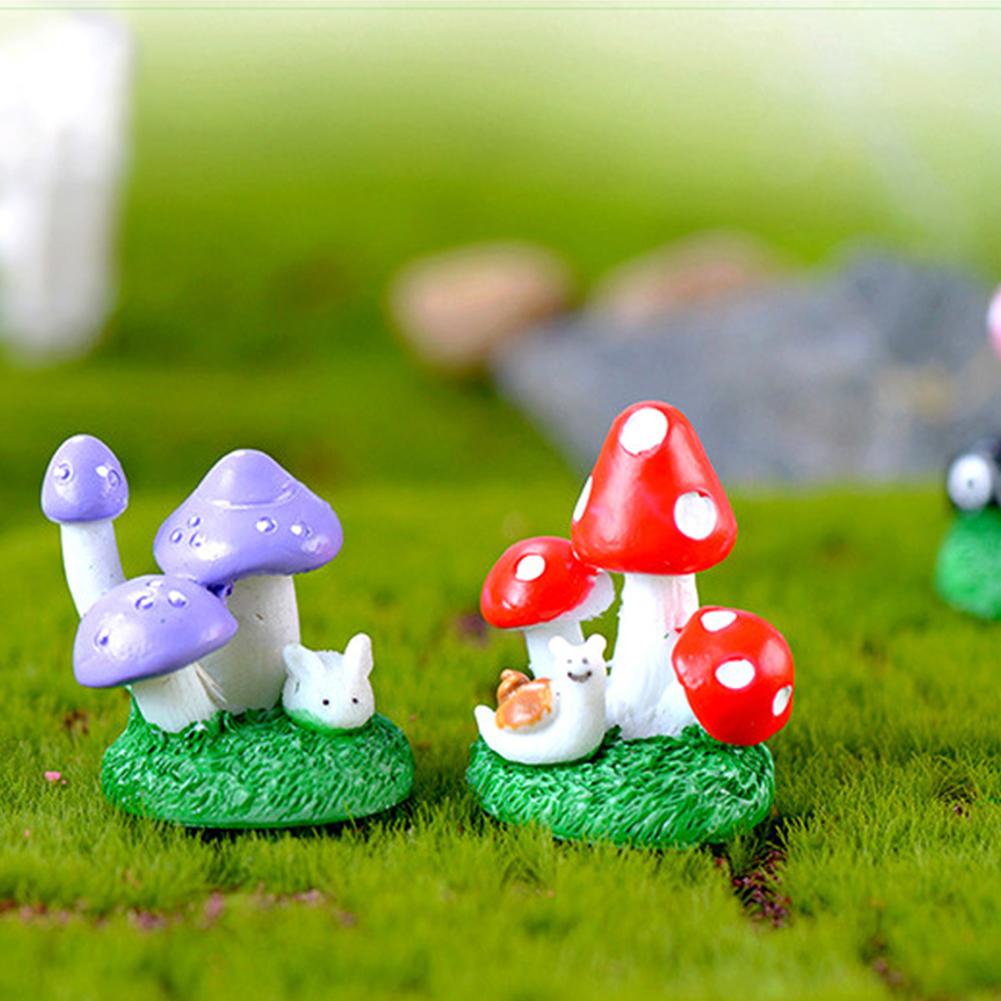 Colorful Mushroom Resin Ornament Multi-purpose Waterproof Rust-proof For Micro Landscape Decoration