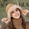 Plush edge knitted bucket hat women's autumn and winter warm versatile big head circumference showing face small wool bag head ear protection hat