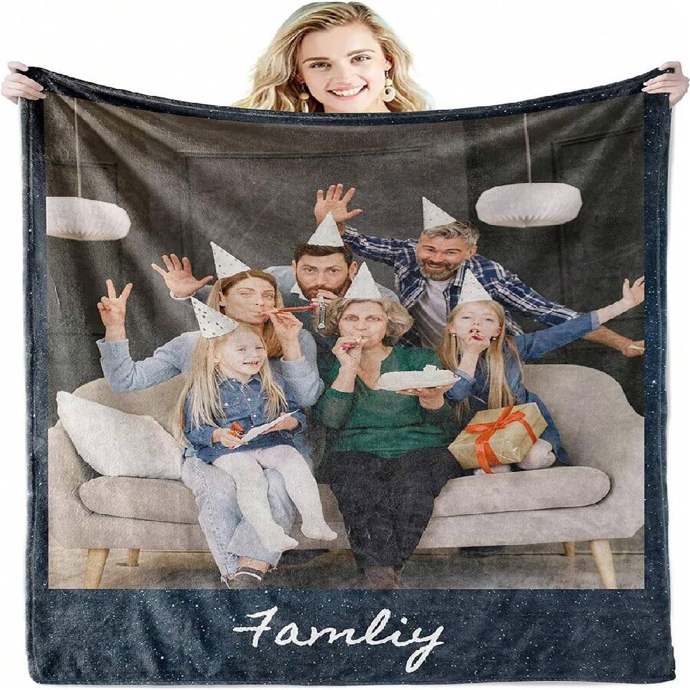 Customized Blanket With 1/many Photos And Text Collage, Personalized Gift For Birthday/Anniversary/Wedding/Halloween/Christmas