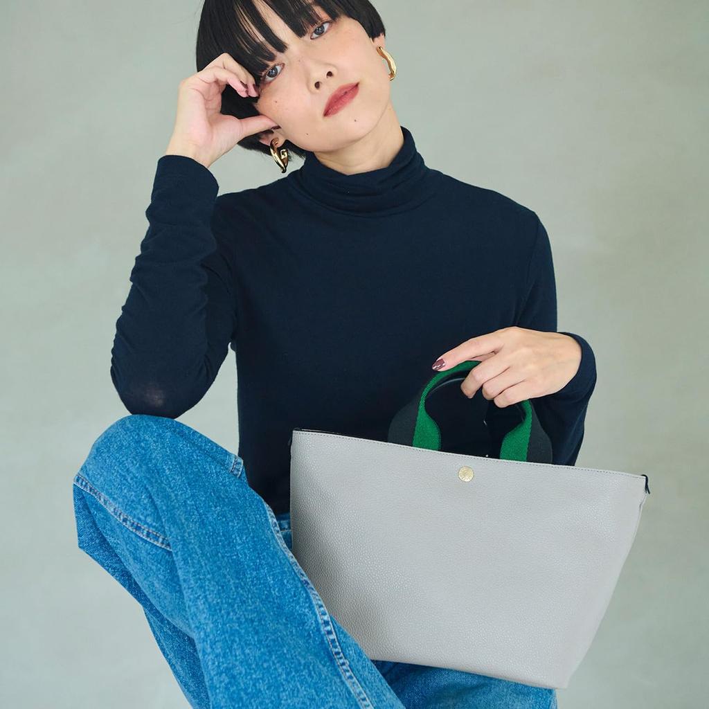 SCOTCH GRAIN Plain Tape Handle Tote Greige [Breath TOPKAPI] Two-Tone Bag, Small,