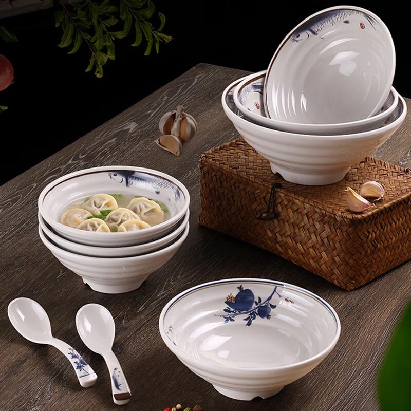 Shall Melamine Noodle & Soup Bowl Set