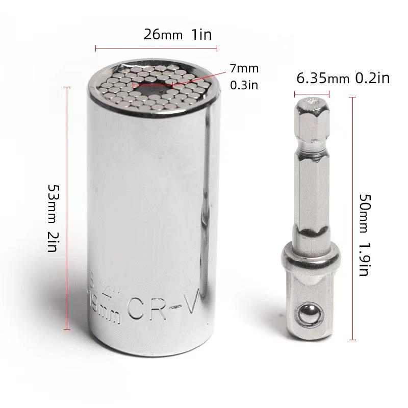 Multi-Functional Ratchet Wrench with 7-19mm Magic Socket & 3/8'' Extension Bar
