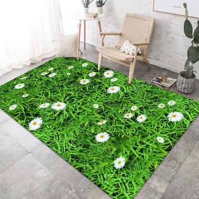 3D Groen Lounge Tapijt Huis Woonkamer Decoratie Kamillebloem Patroon Decoratie Slaapkamer Kamer Tapijt Zacht Pluizig Nachtkastje Vloermat