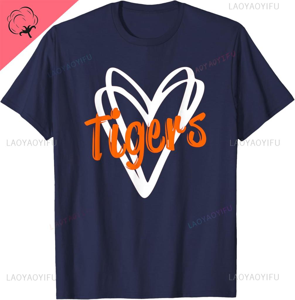 Tigri Scuola Sportiva Tifoso Spirito di Squadra Mascotte Carino Maglietta Cotone Stampa Design Originale Regali Magliette Coppia Camisas Streetwear