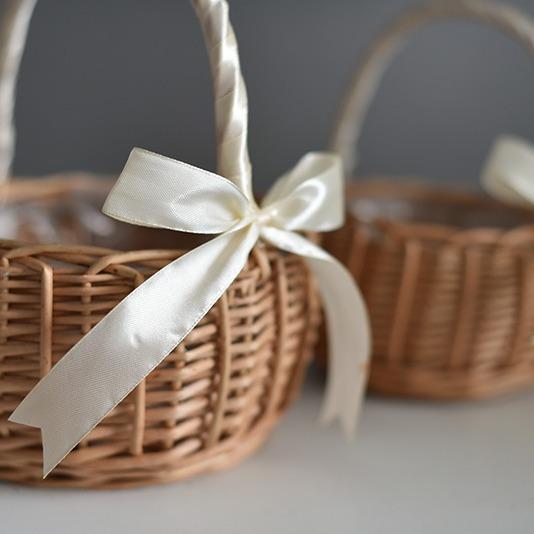 Handwoven Flower Girl Basket Natural Bamboo Rattan for Wedding Decor Multipurpose Home Centerpiece & Storage Eco-Friendly Gift