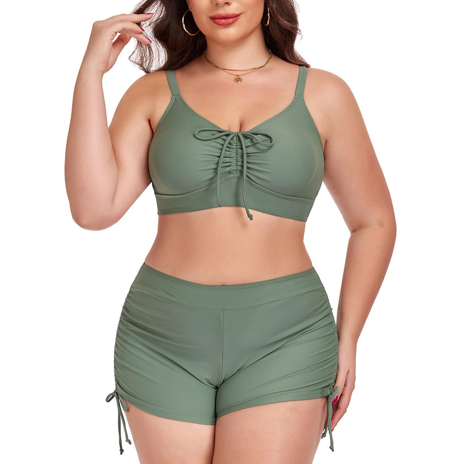 

Женский купальник-бикини большого размера с разрезом Спортивный купальник L армия зеленый