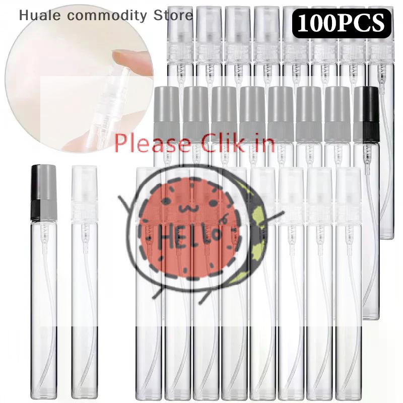 100 ADET 10ml 5ml 3ml Cam Spreyli Şişe Taşınabilir Mini Doldurulabilir Parfüm Boş Şişe Püskürtücü Pompalı Sprey Şişe Şeffaf
