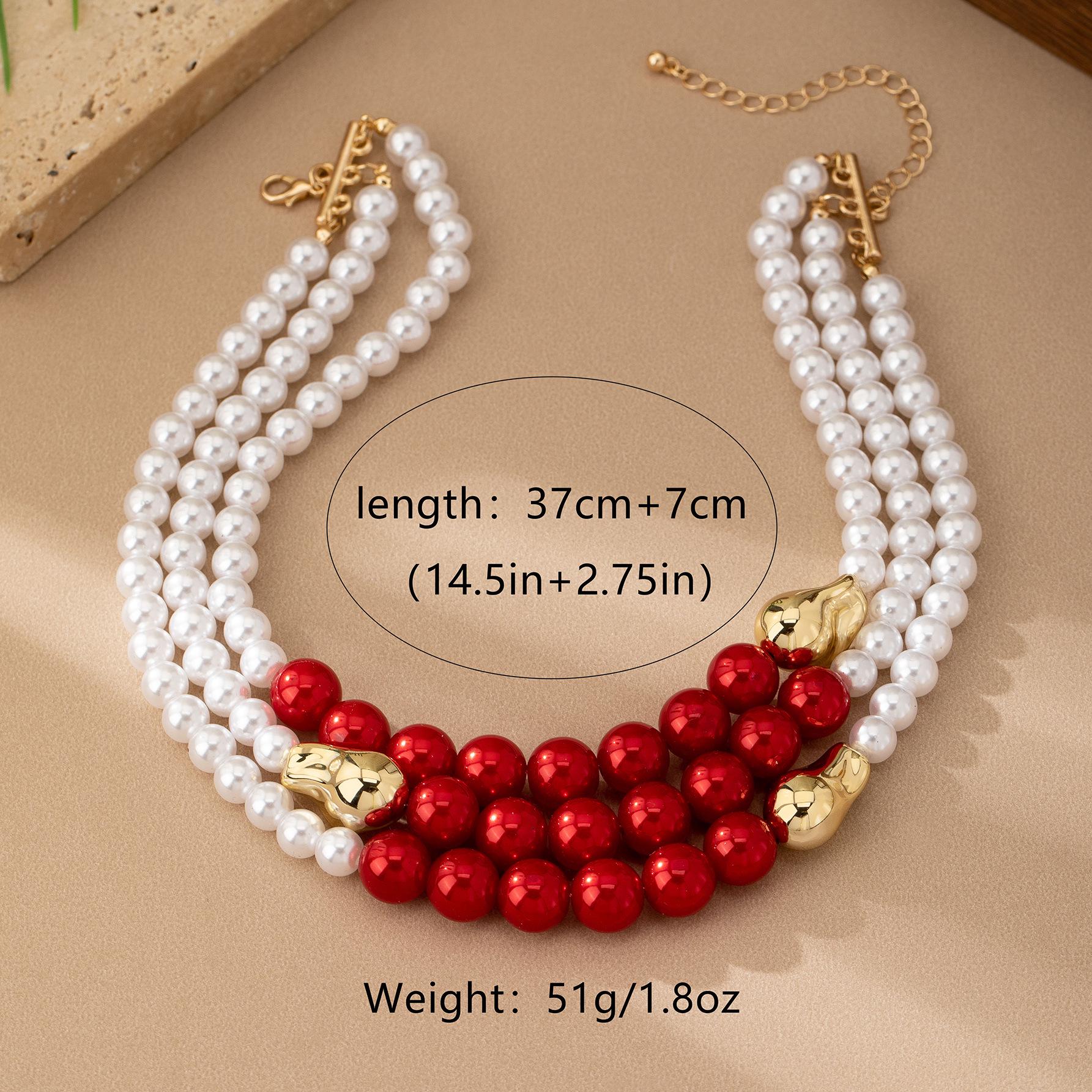 

Модное красное многослойное ожерелье из искусственного жемчуга для женщин для уличной вечеринки