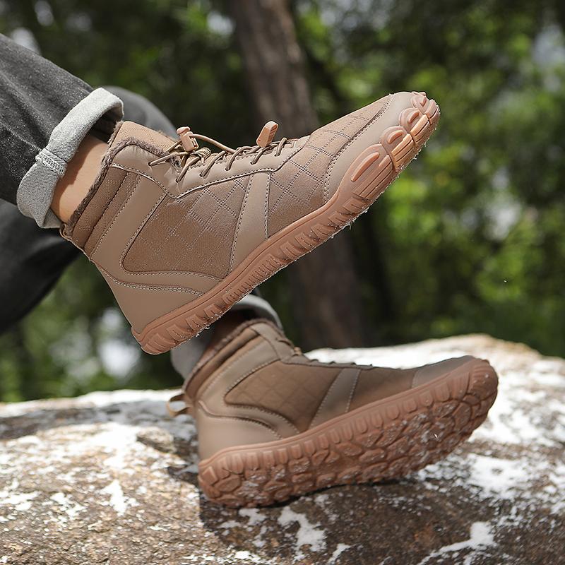TUINANLE Winter Footwear Barefoot Shoes Womens Hiking Boots Wide Toe Box Walking Shoes Men Plush Boots