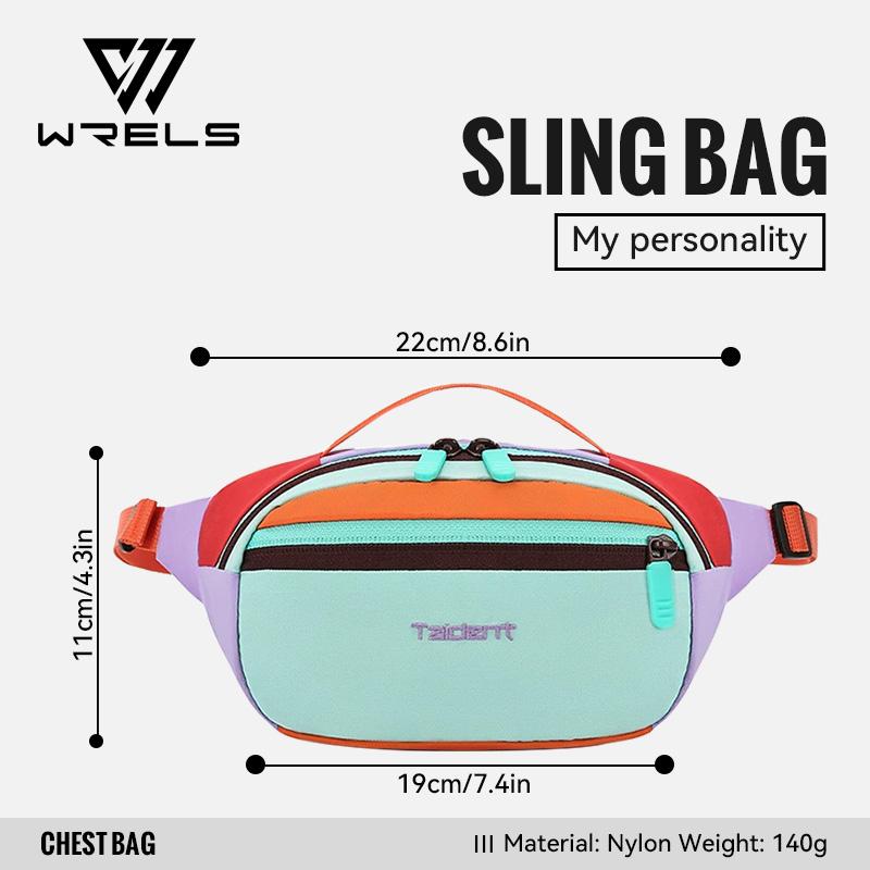 WRELS Crossbody Bag Lightweight Waterproof Multi-function Waist Pack Sports Outdoor Leisure Large-capacity Commuter Pack