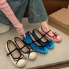 White French inner height increase shallow mouth flat sole shoes women's 2025 new spring versatile ballet Mary Jane shoes