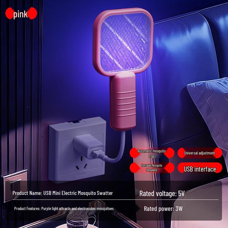 Electric Mosquito Killer Lamp: Dual-Function Purple Light Lure & Household Repellent for Portable Outdoor Protection.