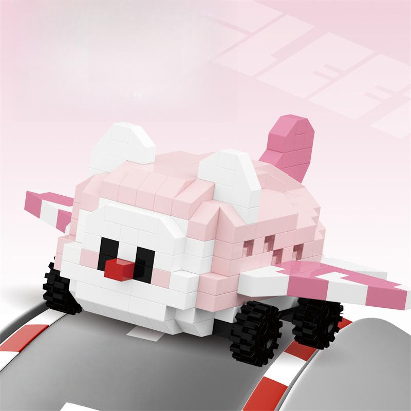 Cute Small Fleet Cartoon Animal Doll Toy Building Blocks Set with Planes Tanks Cars - Educational Puzzle Assembly Kit for Kids