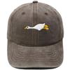 Cute lazy big white goose embroidered baseball cap washed retro dad hat men's and women's casual sunshade cap