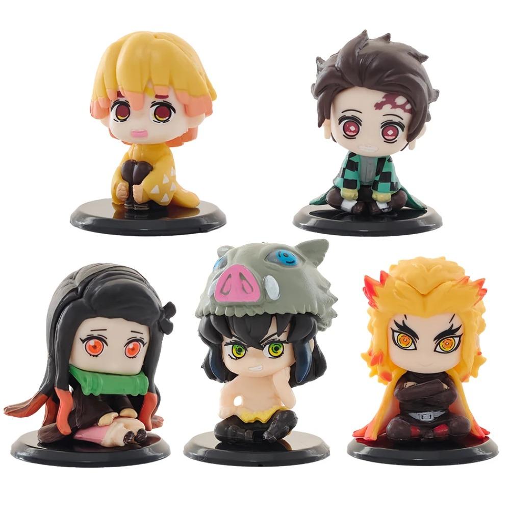 5 Stijlen/Set Q Versie Demon Slayer Zittende Geest Pop Tanjiro Nidouzi Inosuke Zenizu Figuur Actiefiguur Film Model Speelgoed Pop
