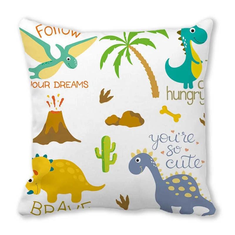 Büro Sofa Auto Kissenbezug Luxus Heimdekoration Kissenbezug Niedlicher Cartoon Kleiner Dinosaurier Tiermuster