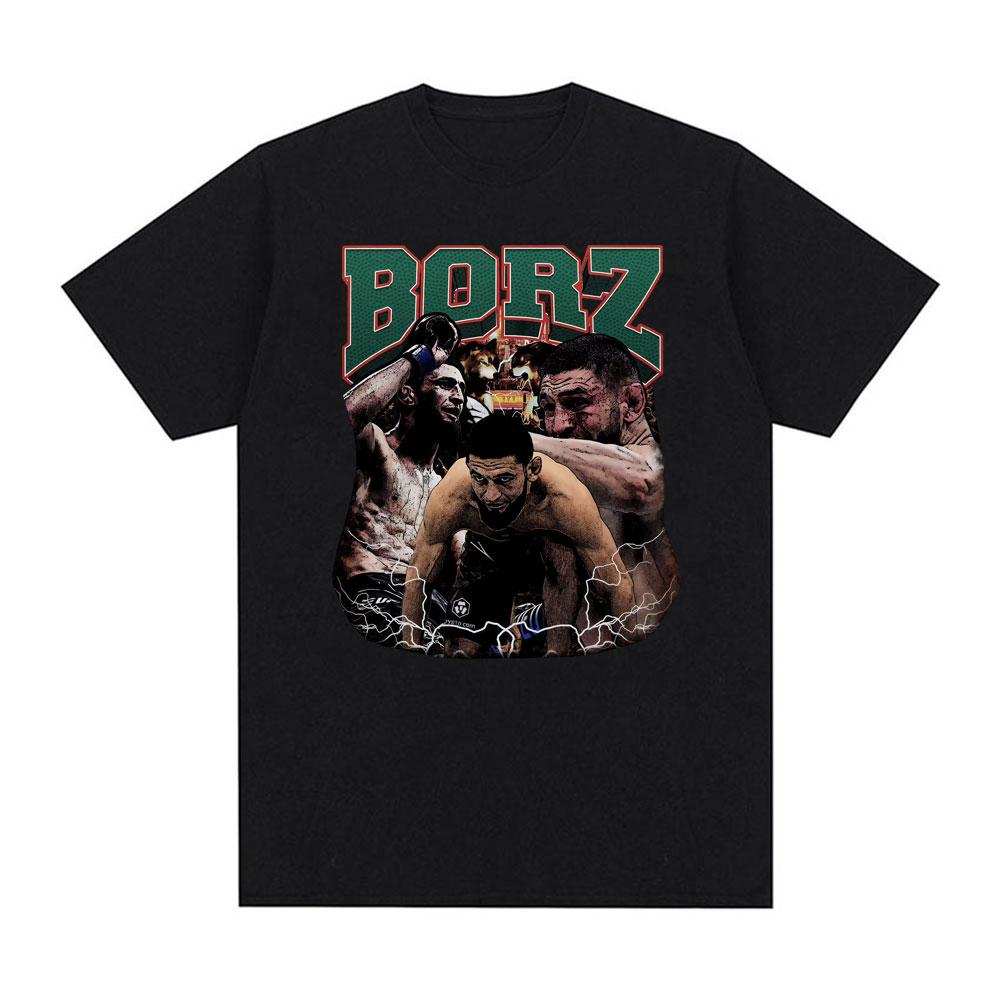 Khamzat Chimaev  borz  Logo Graphic T Shirts Men Women Fashion Vintage Short Sleeve T-shirts O-Neck Oversized T Shirt Streetw... S разноцветный