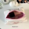 Portable Rabbit Cosmetic Bag Lace Bow Large Capacity Makeup Organizer White Pink Zipper Closure Travel Toiletry Bag Women Girls