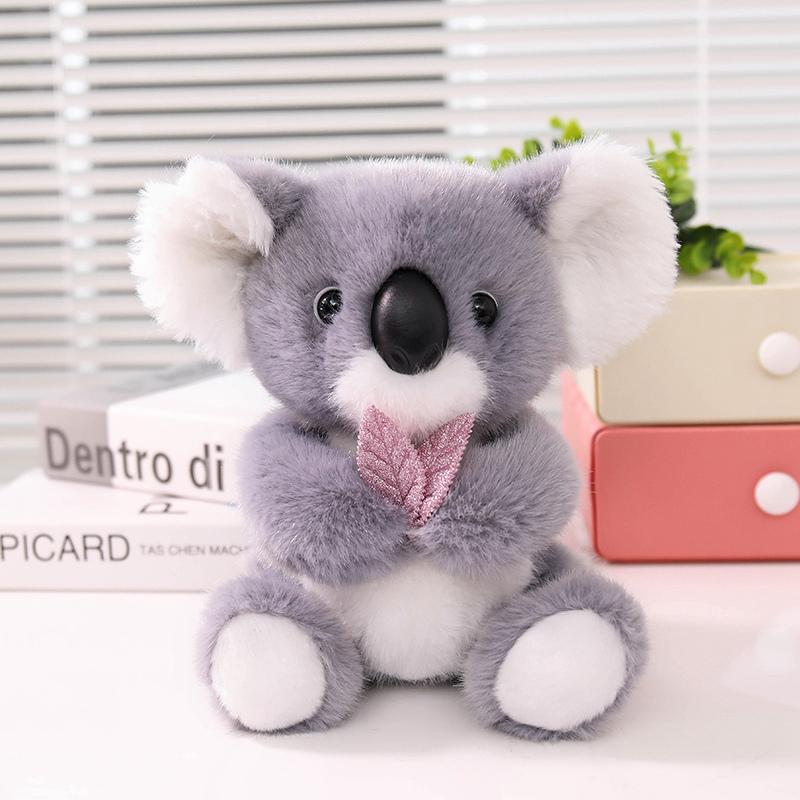 Lifelike Soft Koala Plush Toy Koala Plush Stuffed Animal Realistic Koala Bear Doll Soft Cuddly Doll with Eucalyptus 22cm