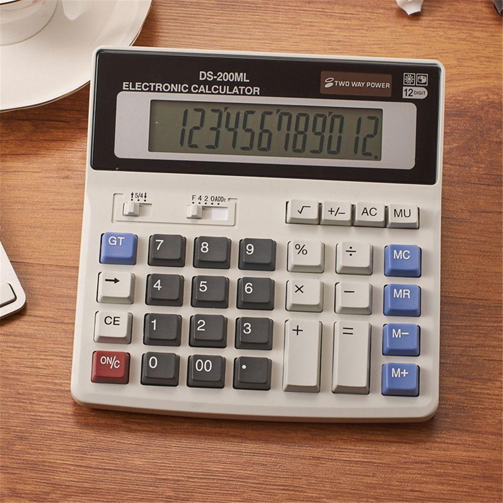 Nova Calculadora de Mesa Financeira Multifuncional de 2 Vias com Alimentação, Botões Grandes para Escritório, Display Inclinável Grande