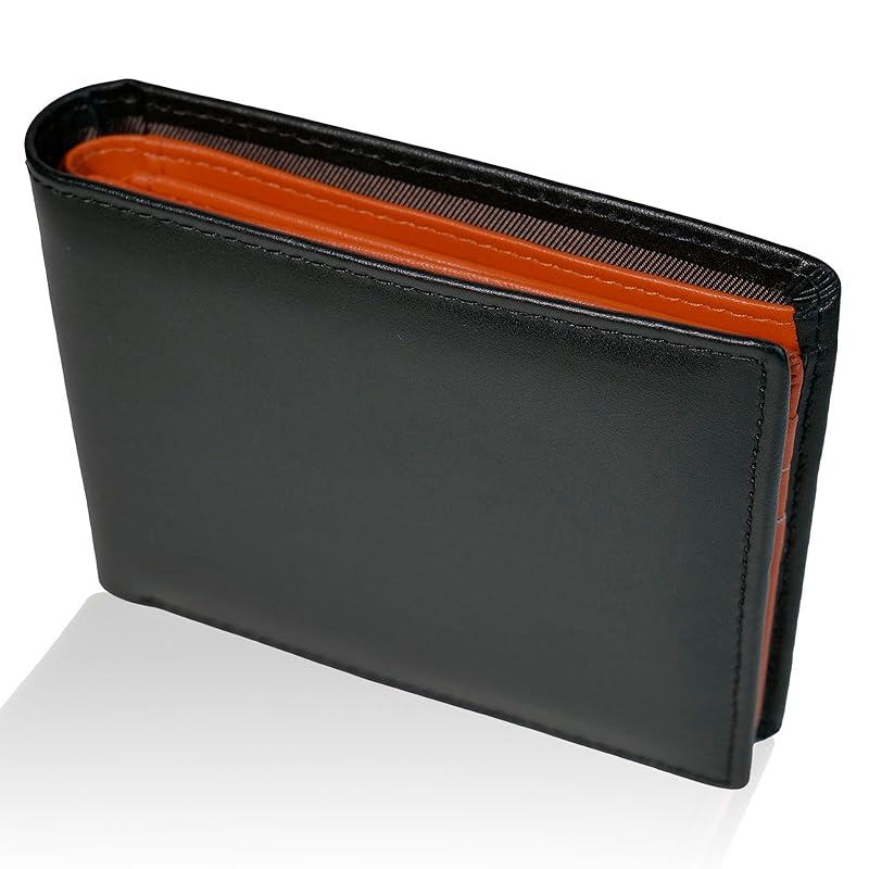 

[Aimato] men s bifold wallet genuine leather box type coin purse wallet Large capacity to hold many cards folding bifold wallet