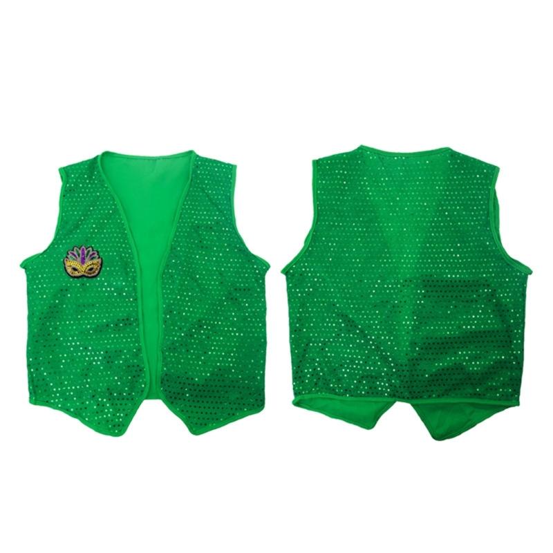 Sparkling Irish Green Sequined Vest for Cospaly Party Nights Festival Celebrations and Role Play Costume Perfection