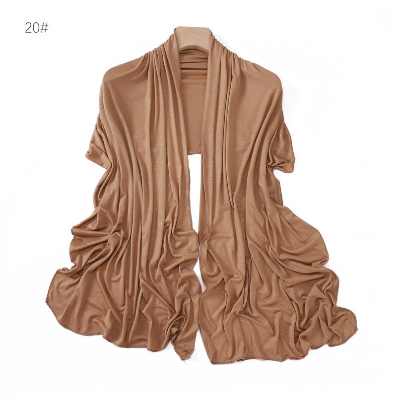 Modal Gold Sprinkles Hijab Wrap Solid Women Soft Long Scarf Shawls Femme Elastic Mercerized Cotton Jersey Lady Headband Muslim