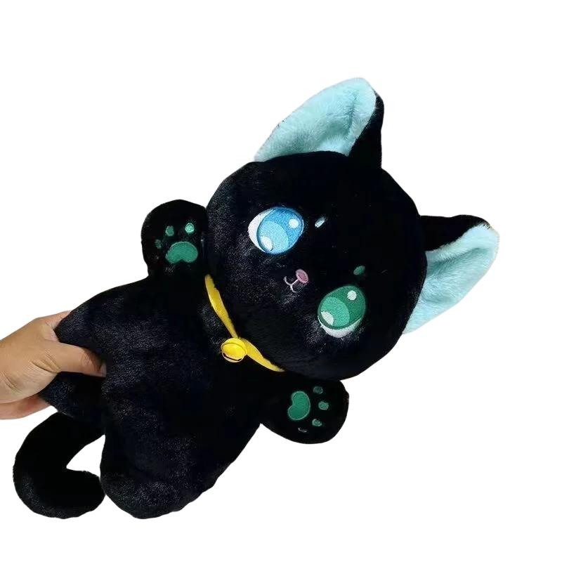25Cm Black And White Cat Plush Toy Grab Stuffed Animal Patung Dolls Children Toys Gifts Halloween Gifts Toys For Kids Girl