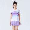 Womens Badminton Sport Set Quick-Dry Short Sleeve Top Skort Pants Training Competition Team Uniform