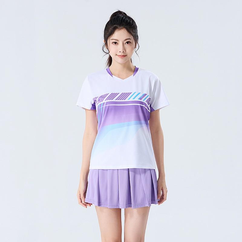 Womens Badminton Sport Set Quick-Dry Short Sleeve Top Skort Pants Training Competition Team Uniform