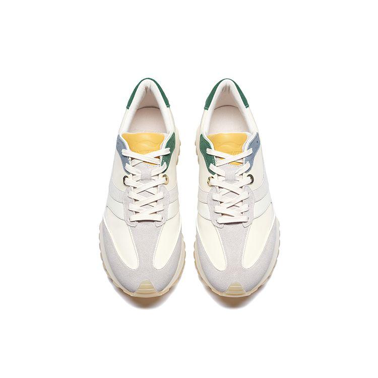 Li-Ning 1990 Zhenrong Fabric Leather Shock Absorbing Non-Slip Wear-Resistant Lightweight Low-Top Casual Shoes Men Casual Shoes White Gray ALJS057-2