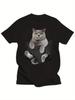 Unisexs Cotton Tshirt British Shorthair Cat Peeks From Pocket Casual Short Sleeved Round Neck Tshirt