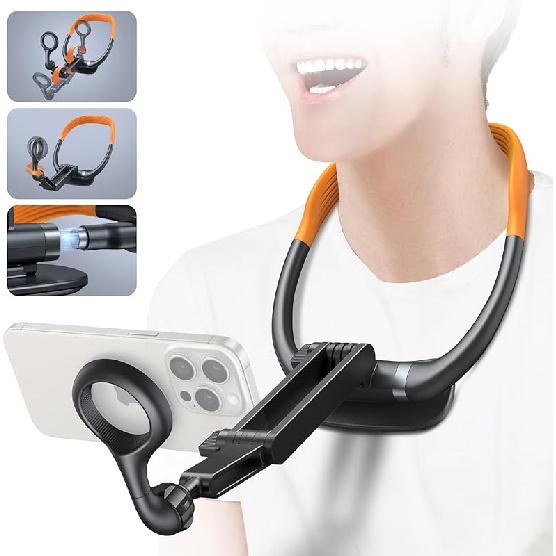 Magnetic Neck Phone Holder, Neck Mount for Phone, Hand Free Phone Neck Holder Chest Stand POV/Vlog Video Recording & Filming, Neck Tripod for iPhone