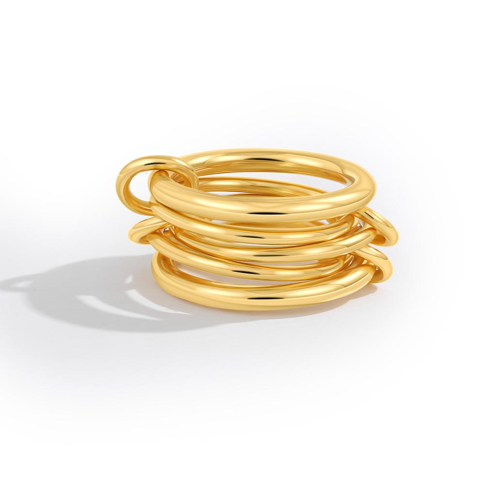 Statement Stainless Steel Multilayer Stackable Link Chain Ring 18K Gold Color Connecting Ring Fashion Jewelry Party Gifts