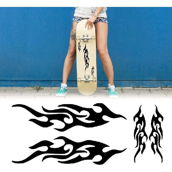 TOMALL 4 Pcs 12cm+29cm Flame Reflective Sticker for Car Flame Racing Sports Stripe Decal for Golf Cart Vinyl Waterproof Decal DIY for Car Body Side