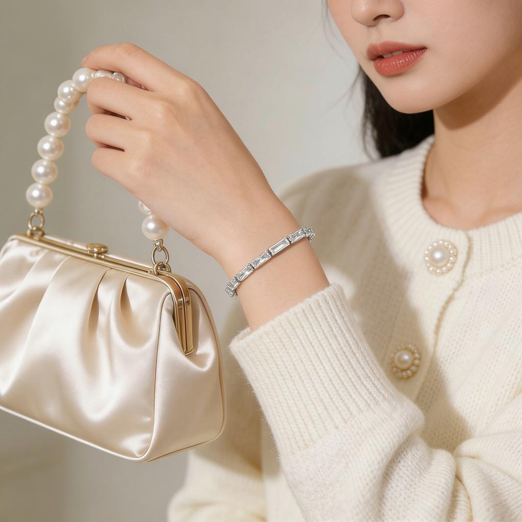 Zircon Tennis Bracelet Women's Square Light Luxury Exquisite Bracelet Gift Jewelry