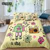 Robot Duvet Cover Set Cartoon Space Robot Bedding Set Patchwork Transformer Futuristic Machine Comforter Cover Twin Full For Boy
