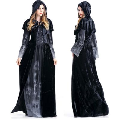 NEW Deluxe Velvet Cape with Hood Robe Halloween Witch Vampire Wicked Fancy Dress