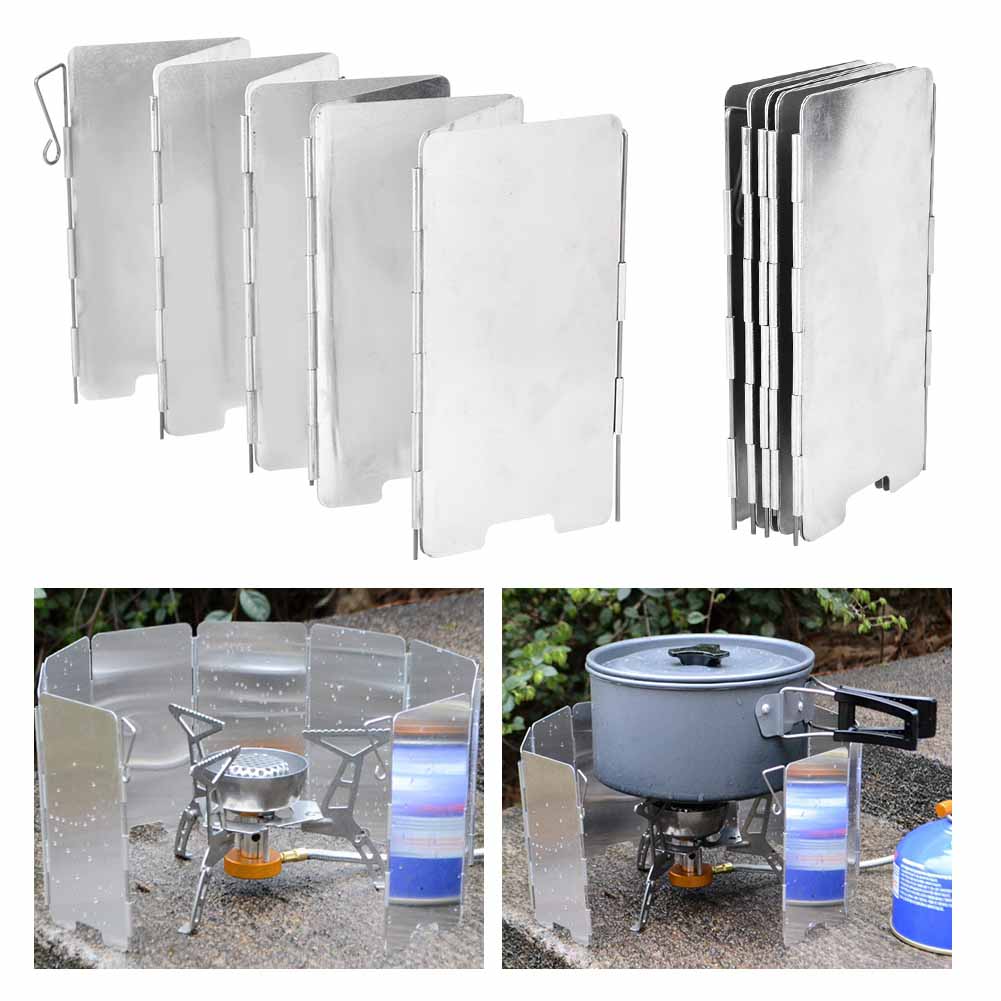 Outdoor Mini Portable Foldable 9 Plate Camping Cooking Stove Windscreen with Carrying Bag