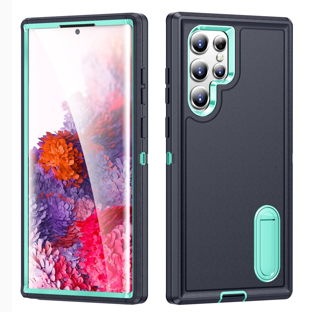 For Samsung Galaxy S22 Ultra 5G Case Case Kickstand Phone Cover PC+Silicone+EVA 3-in-1 Design