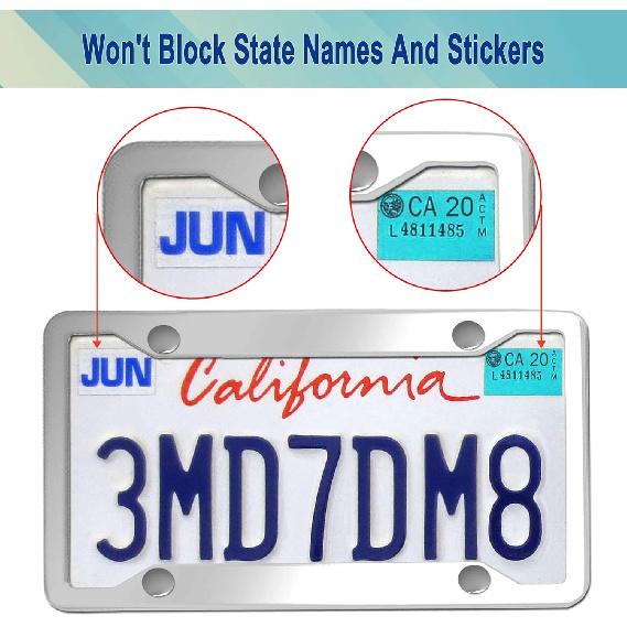 Stainless Steel License Plate Frames- 2 Pack Mirror Polished Car Plate Holder, With Screws, Chrome Caps, Heavy Duty Rustproof Metal Front Rear Car