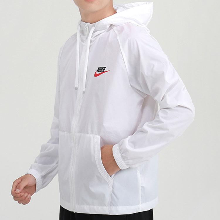 Nike Large Logo Woven Sports Hooded Jacket Men Jacket White CZ8677-100