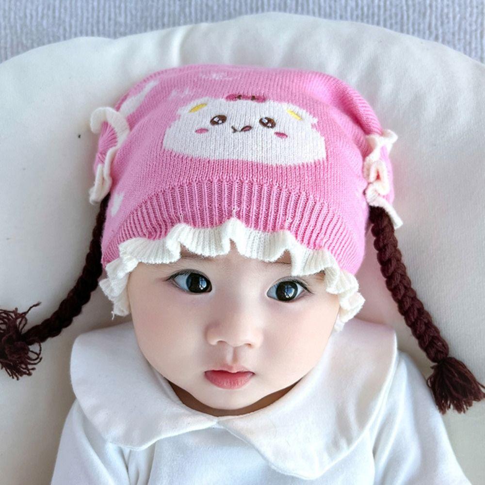 Thickened Knitted Hat Cute Cartoon Pullover Hat Fashion Ear Protection Cap  Newborn