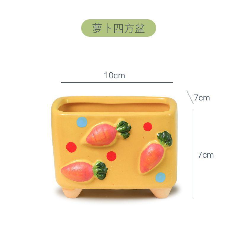 Fruit Relief Ceramic Succulent Planter, Creative Cartoon Mini Flower Pot, High Appeal Home Decor for Desk