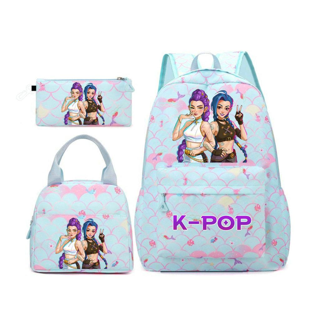 KPop Demon Hunters Character Colorful Backpack Three-Piece Set Rumi Mira Zoey HUNTR/X Saja Children'S Large Capacity Schoolbag