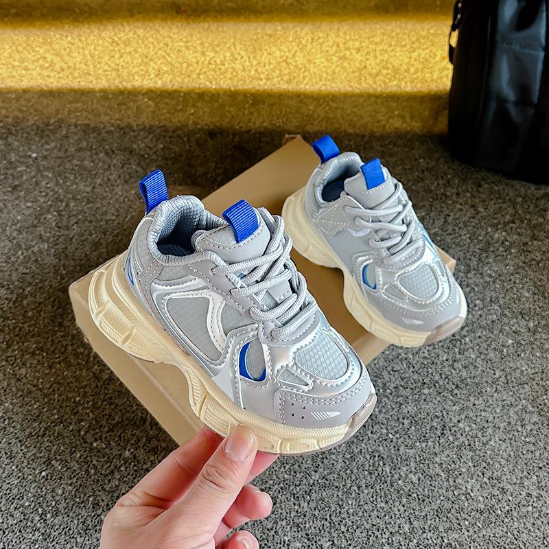 

Children s sports shoes 2025 spring and autumn new boys shoes girls dad shoes medium and older children s casual running shoes single shoes 25 серый