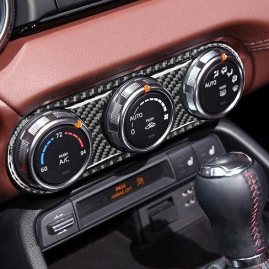 3Pcs Real Carbon Fiber Climate Console Interior Trim For Mazda MX-5 2016-
