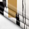 Neutral Geometric Black Modern Shower Curtain, Minimalist Abstract Shower Curtain Yellow, Waterproof With 12 Hooks