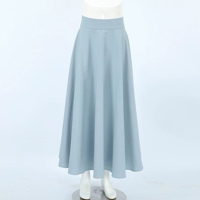 

Fashion New Arrival Elegant High Waist Pure Color All-Match Tutu Solid Color High Waisted Skirt Blue L