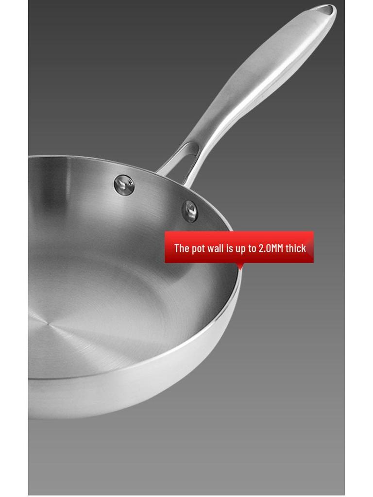 Manulife 304 Stainless Steel Flat-Bottom Wok for Induction & Gas Stoves